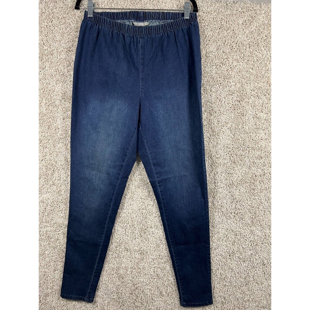 Woman Within Back Elastic Straight Women's size 16W Dark Blue Denim Jeans